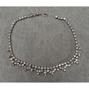 Vintage 60s Rhinestone Necklace 1960s Retro Chocker Cocktail Glam Old Hollywood